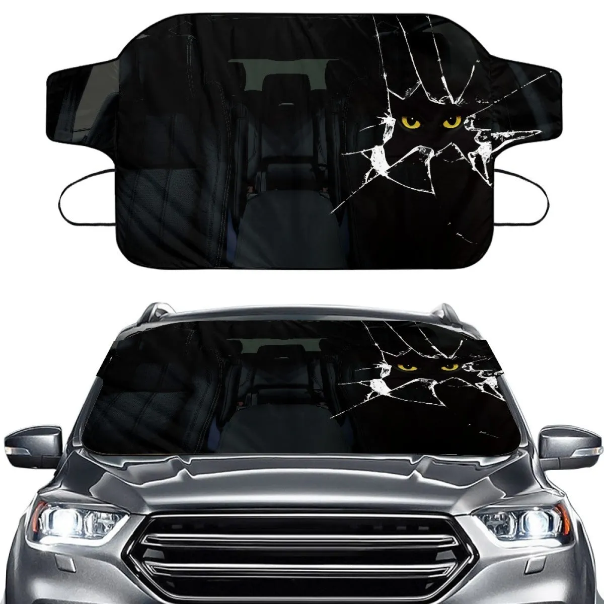 Car snow protection front gear cover made of aluminium foam polyester fabric, size 130cm by 70cm.