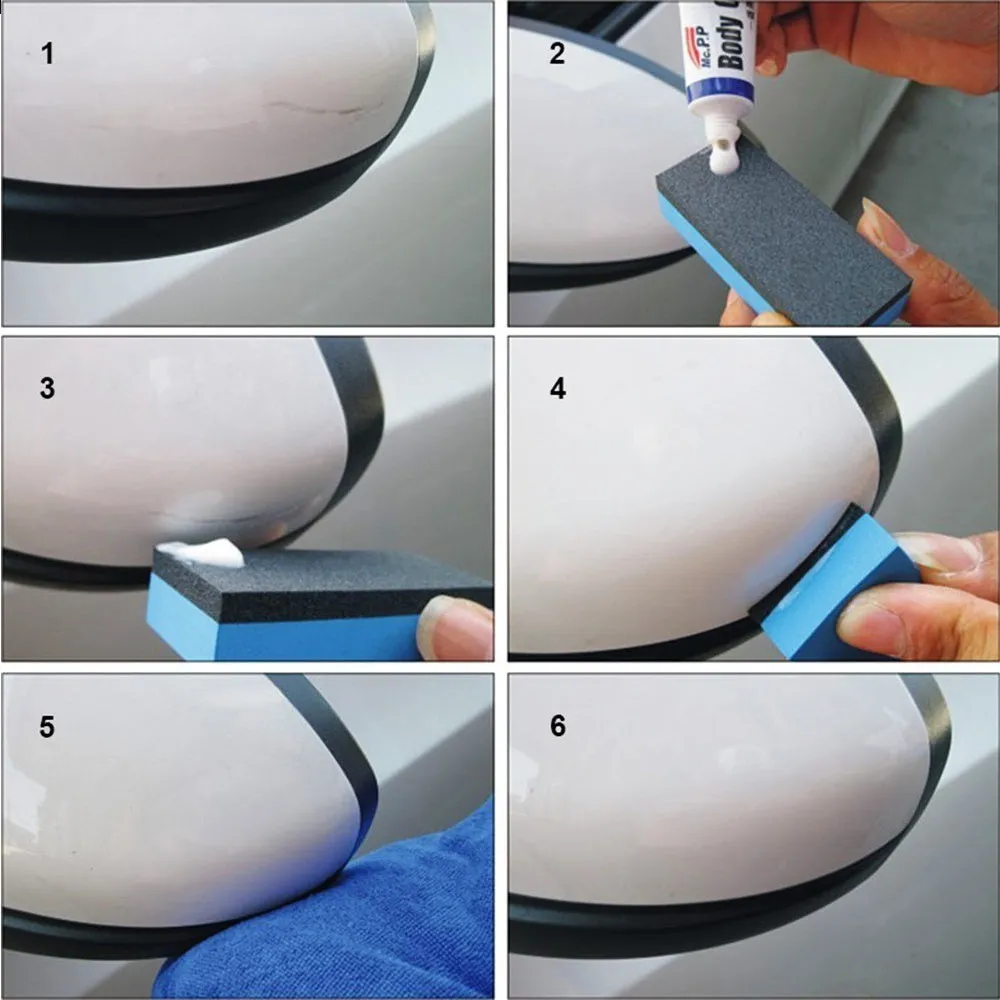 Mild scratch repair paste for car paint with white sponge applicator kit