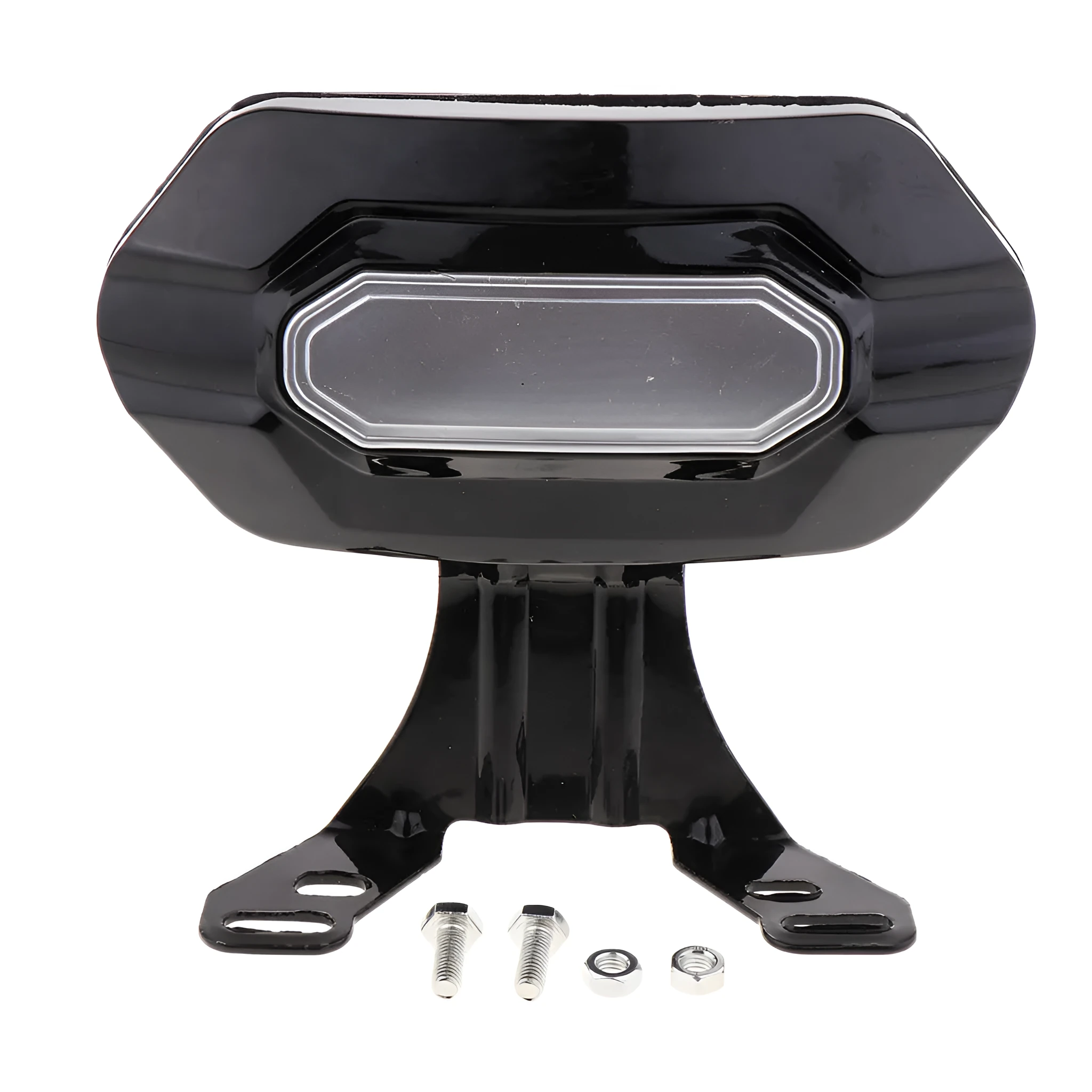 Scooter backrest with metal and ABS bracket and leather padding in black