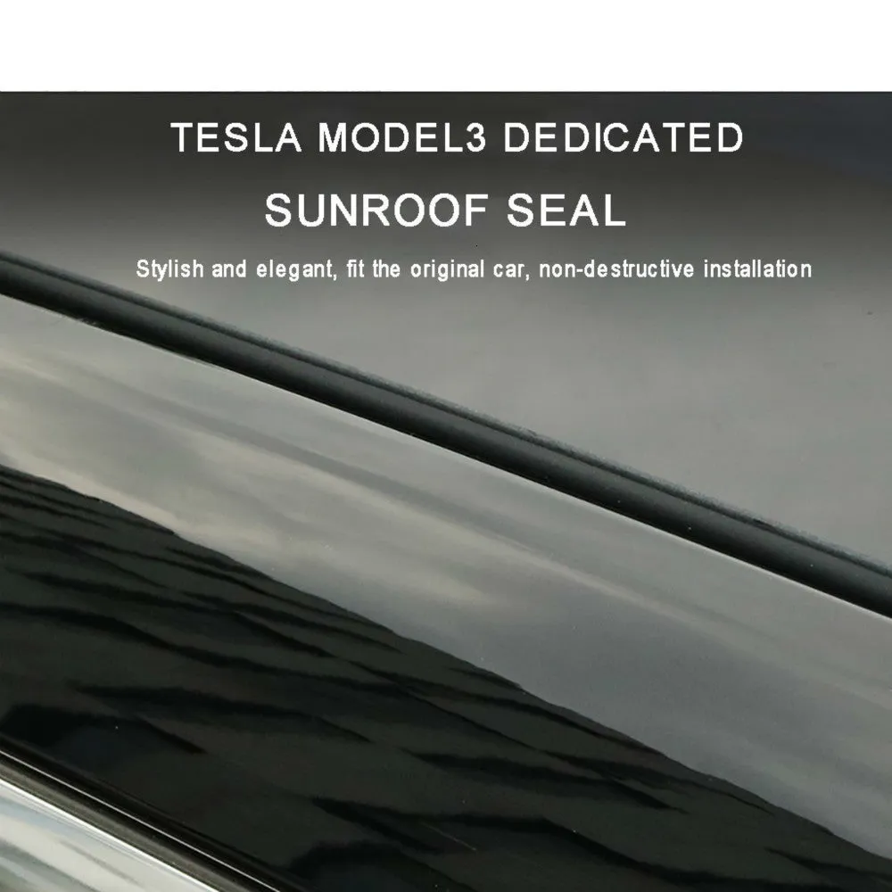 Tesla Model 3 black silicone windshield roof sunroof seal 285 cm