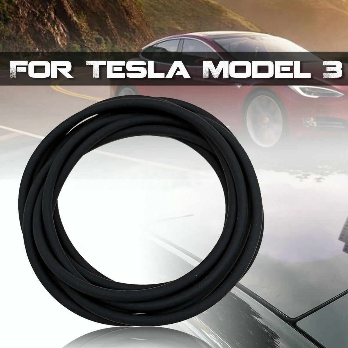 Tesla Model 3 black silicone windshield roof sunroof seal 285 cm