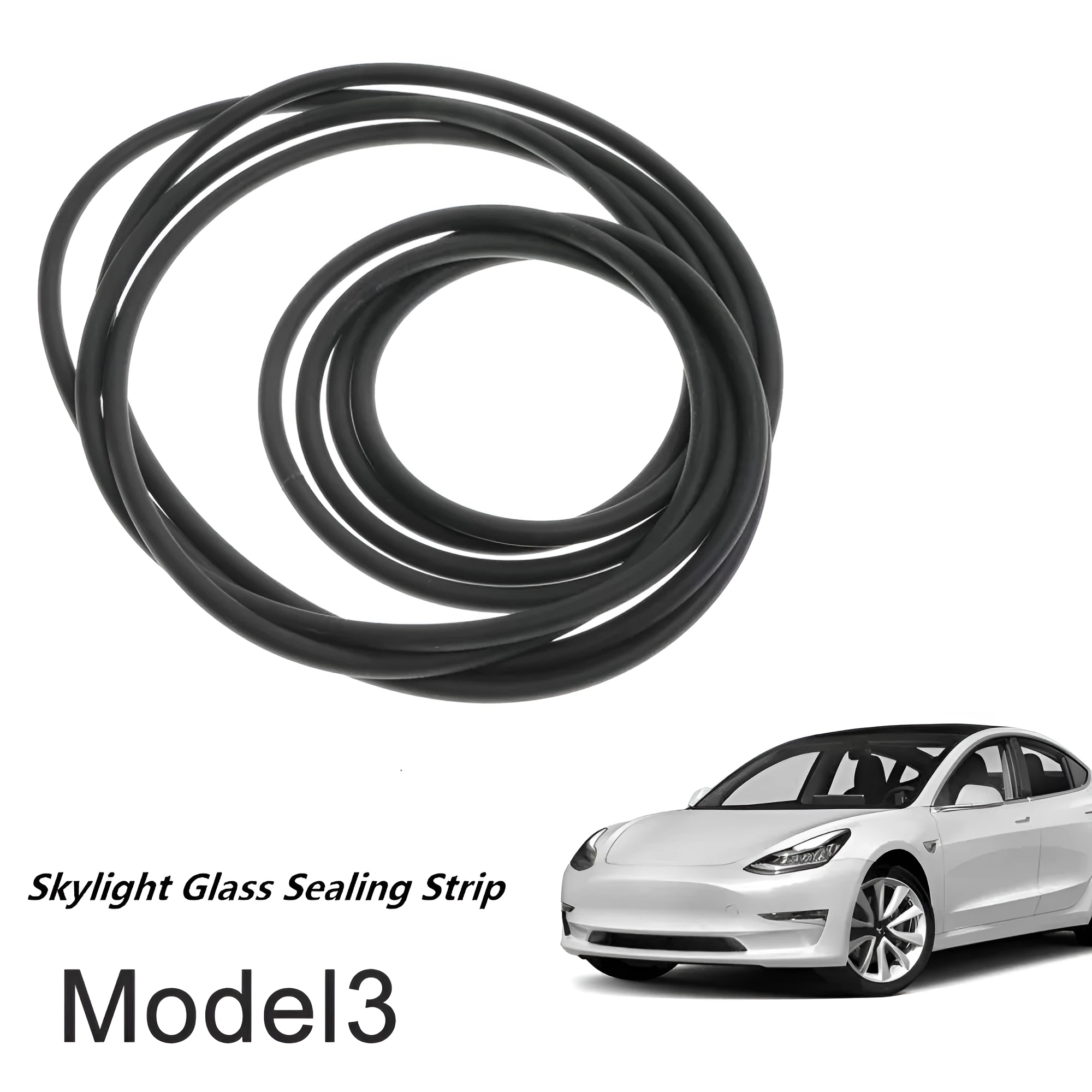Tesla Model 3 black silicone windshield roof sunroof seal 285 cm