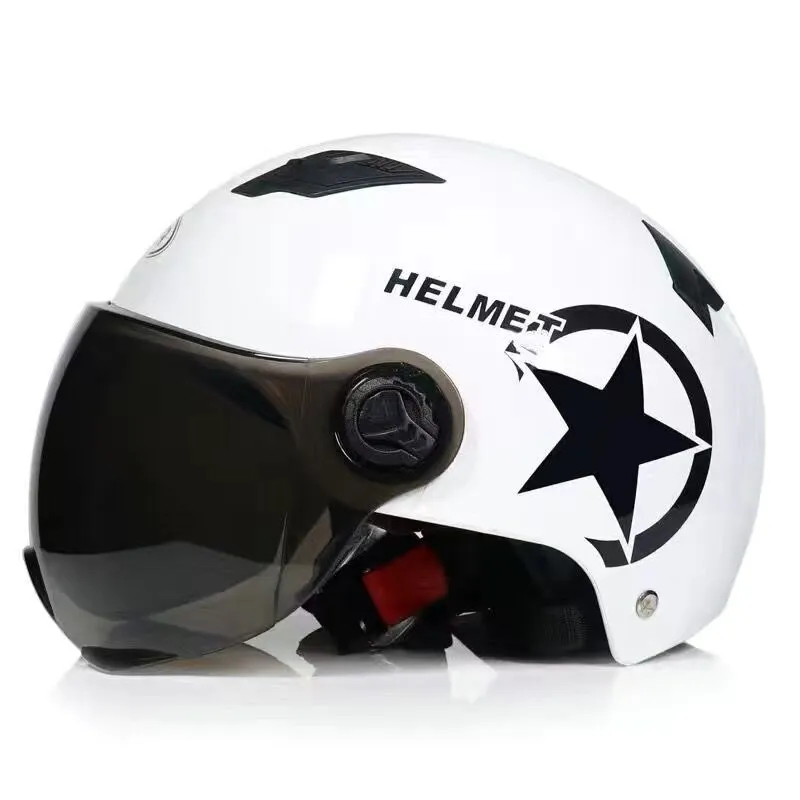 Breathable anti-collision windshield helmet in black ABS, adjustable 55-62cm head circumference for electric car and motorcycle use