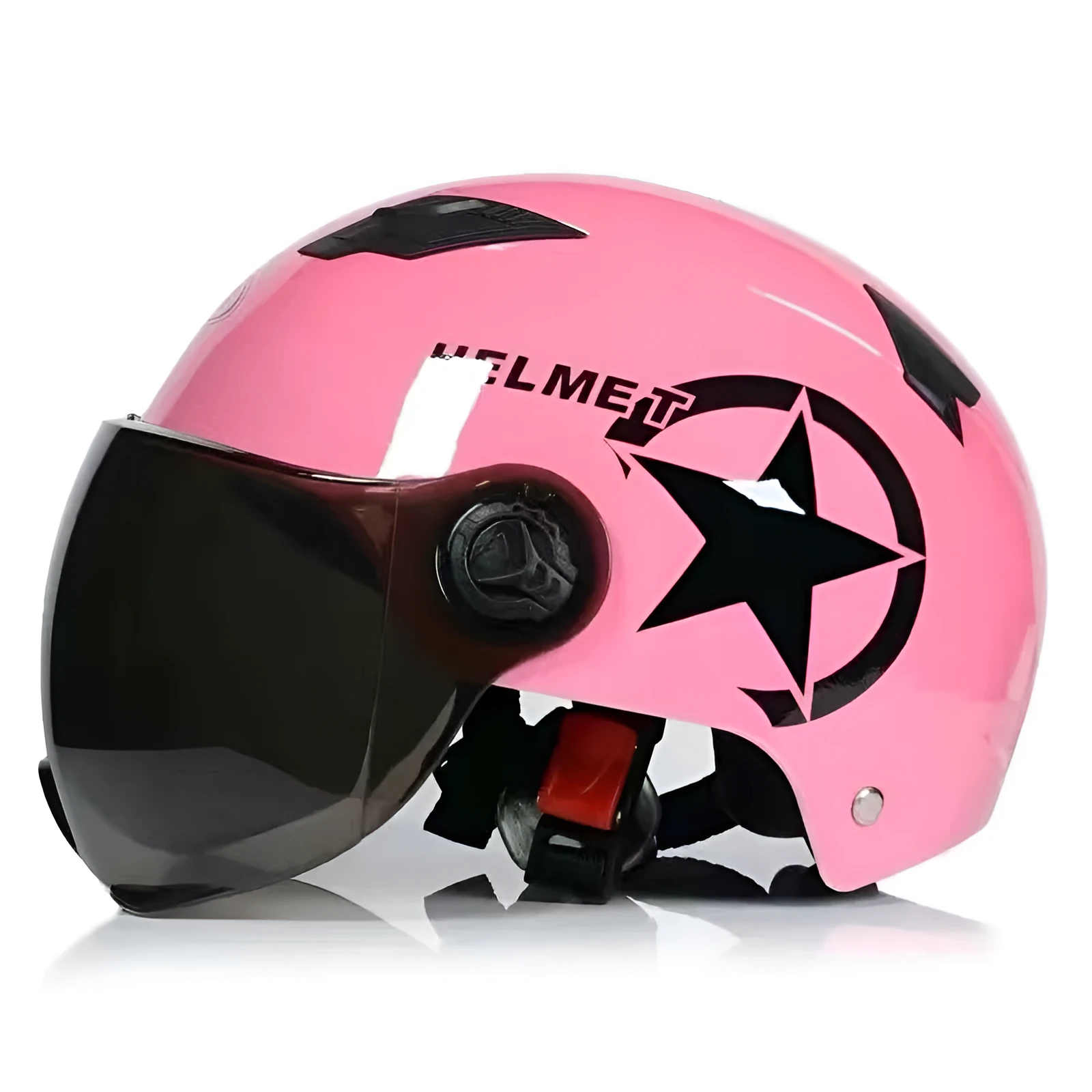Breathable anti-collision windshield helmet in black ABS, adjustable 55-62cm head circumference for electric car and motorcycle use