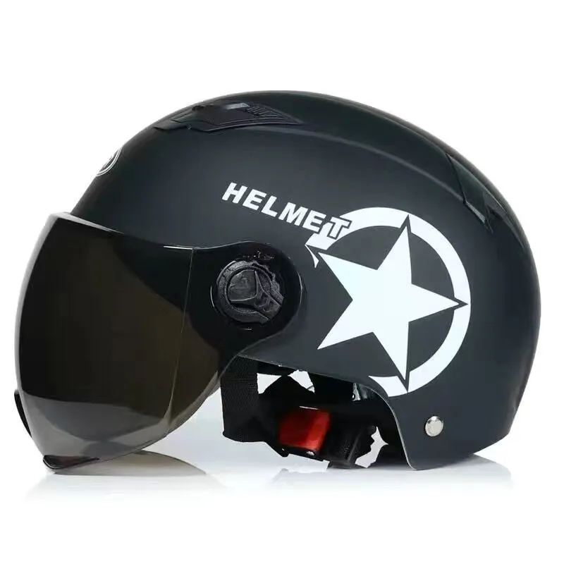 Breathable anti-collision windshield helmet in black ABS, adjustable 55-62cm head circumference for electric car and motorcycle use