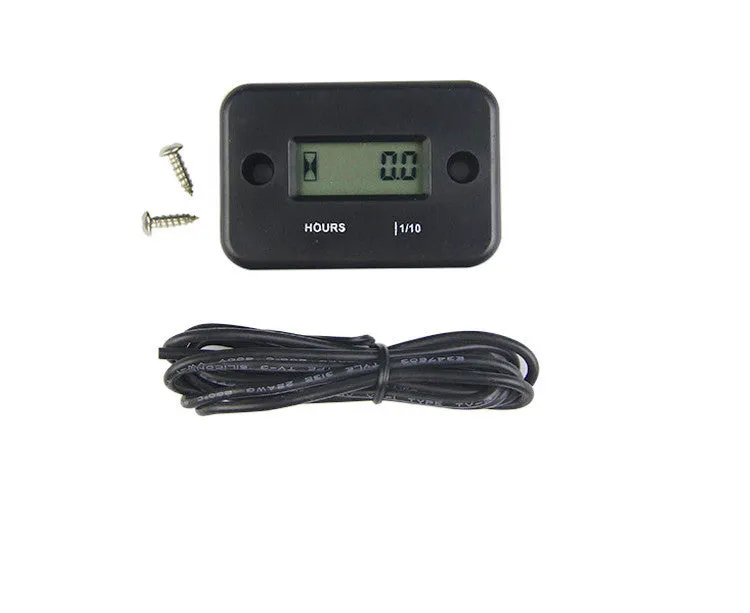 Tired Timer waterproof LCD induction hour meter for motorcycle motorboat ATV engine with black casing and display