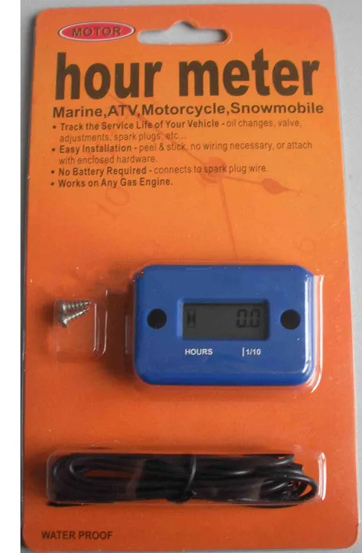 Tired Timer waterproof LCD induction hour meter for motorcycle motorboat ATV engine with black casing and display