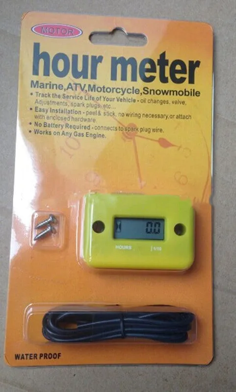 Tired Timer waterproof LCD induction hour meter for motorcycle motorboat ATV engine with black casing and display