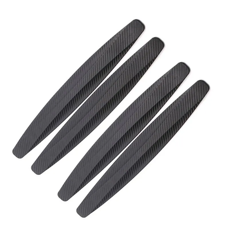 Black carbon fibre pattern car door anti-collision strip 4 pack 140x25mm on vehicle door edge