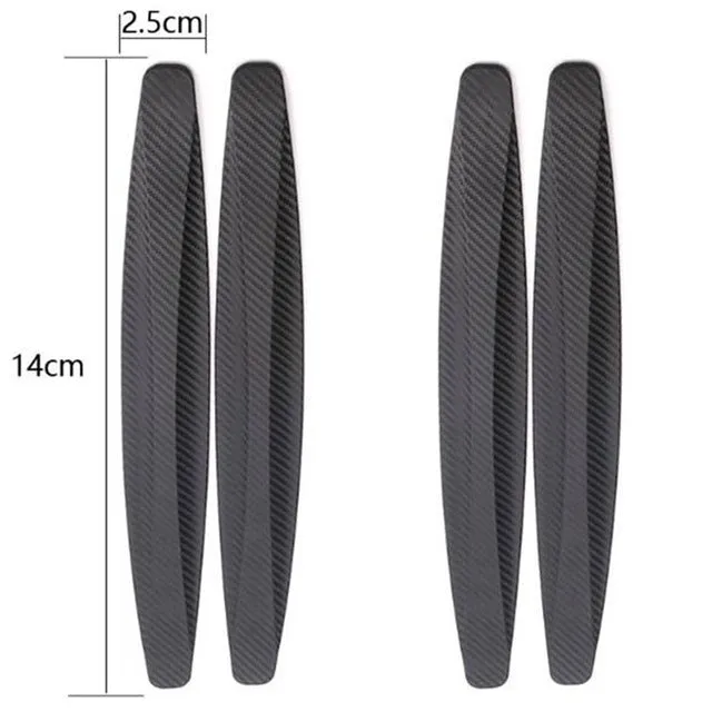 Black carbon fibre pattern car door anti-collision strip 4 pack 140x25mm on vehicle door edge