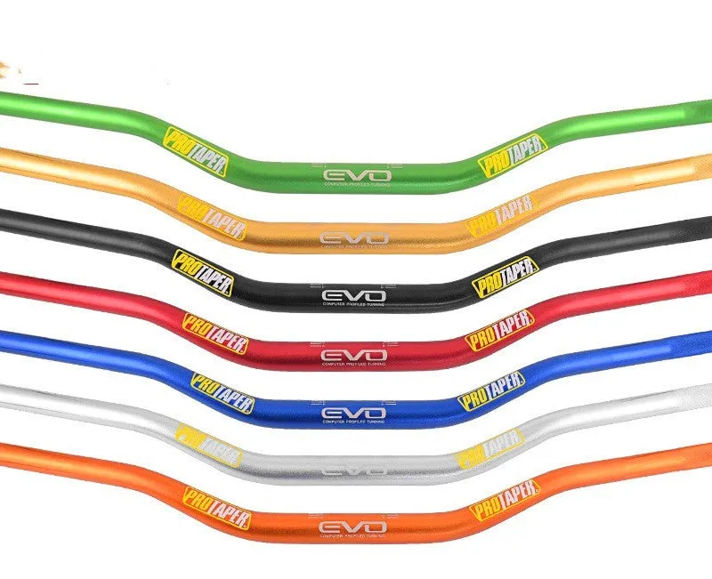 Orange aluminium alloy scrambling motorcycle handlebar with 28mm clamp, shown from the side