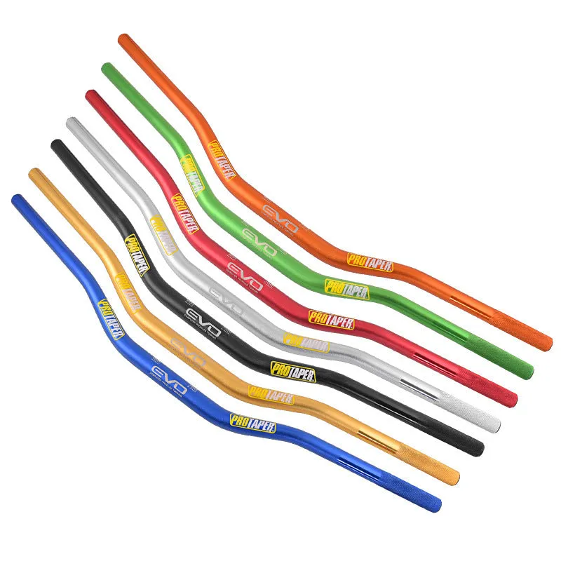 Orange aluminium alloy scrambling motorcycle handlebar with 28mm clamp, shown from the side