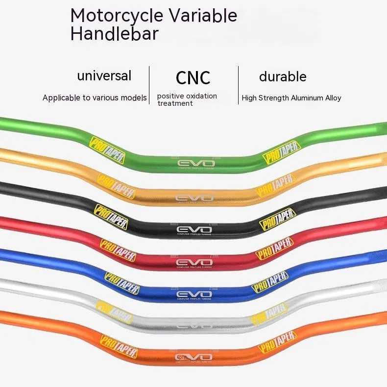 Orange aluminium alloy scrambling motorcycle handlebar with 28mm clamp, shown from the side