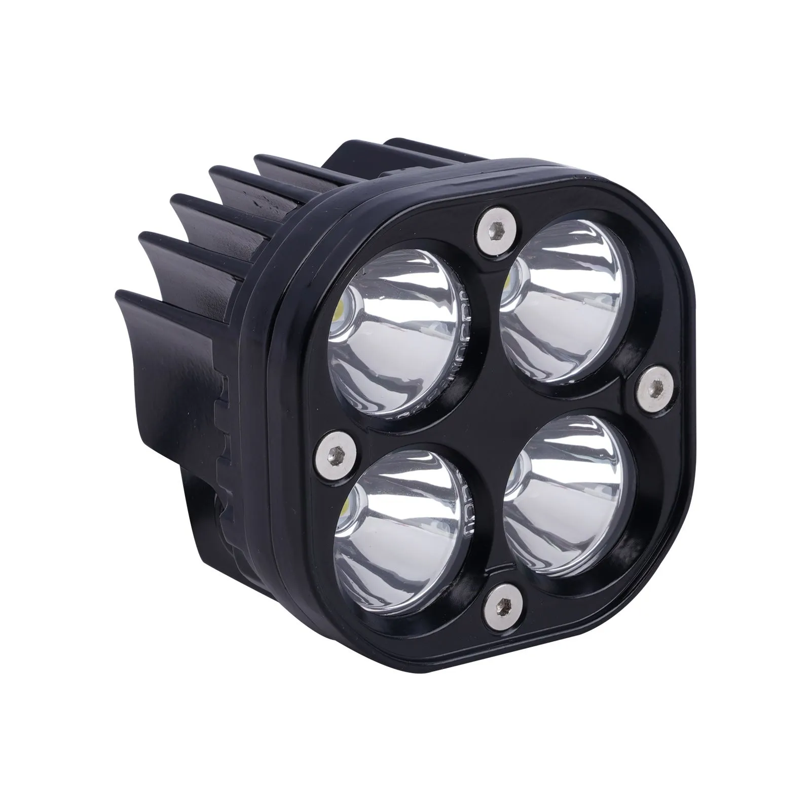 Four-eye vehicle spotlight with aluminium base plate showing white and yellow light options