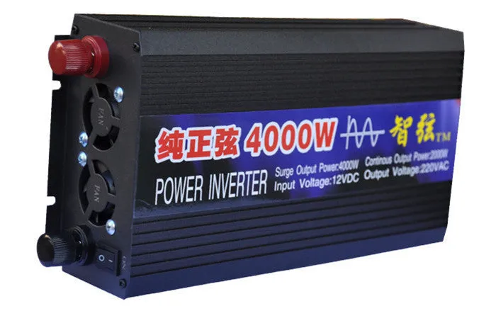Pure sine wave inverter 4000W 12V to 220V with dual digital display and aluminium casing