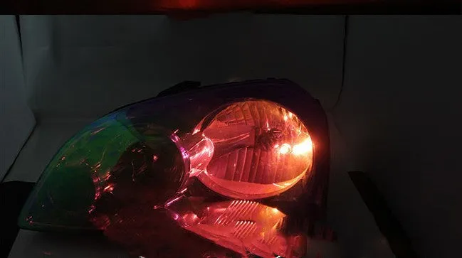 Chameleon colour change protective film for car headlights and tail lights, available in multiple sizes and colours