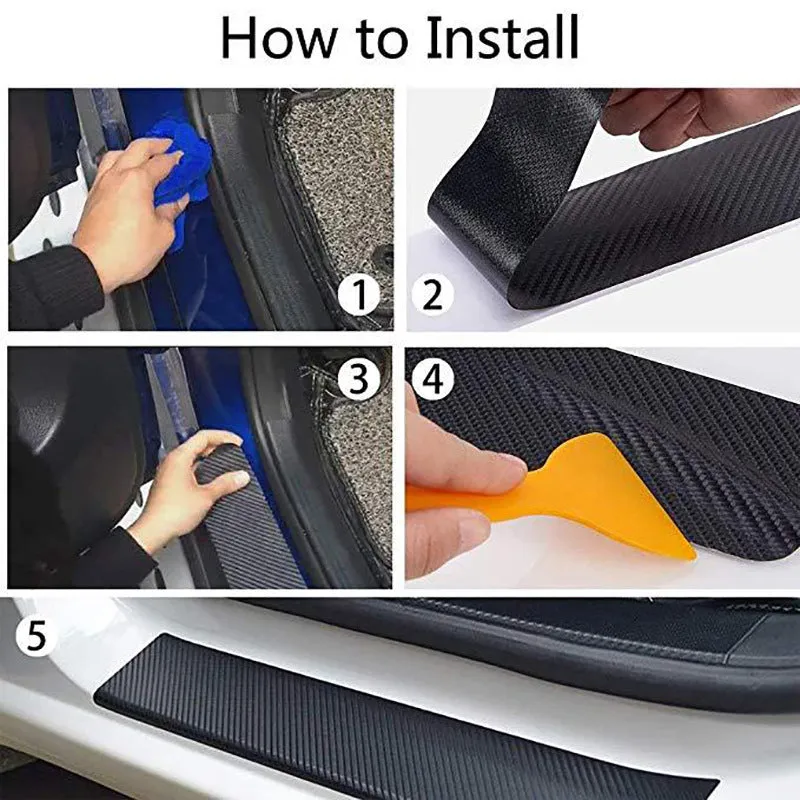Matte carbon fibre roll for car door sill protection showing 3D pattern texture