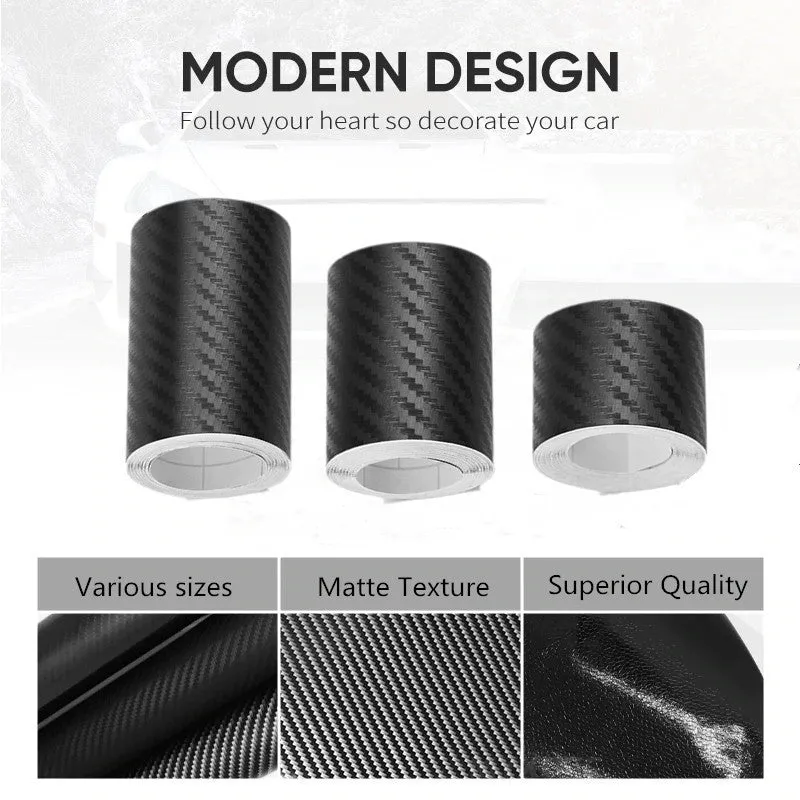 Matte carbon fibre roll for car door sill protection showing 3D pattern texture