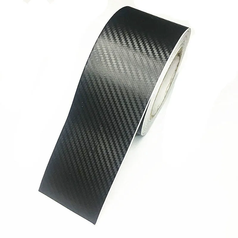 Matte carbon fibre roll for car door sill protection showing 3D pattern texture