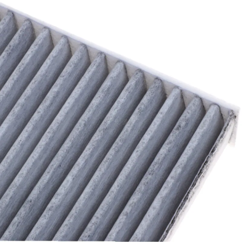 Grey Geely car cabin air filter element measuring 215mm by 210mm