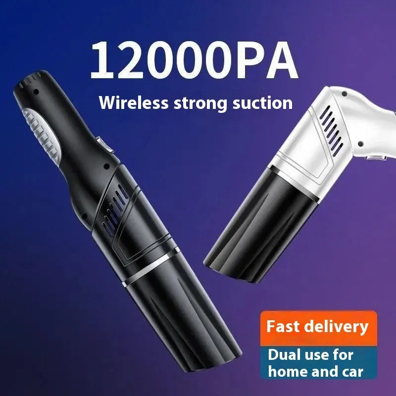New car vacuum cleaner high power wireless charging handheld with tyre pressure measurement 12000Pa black colour
