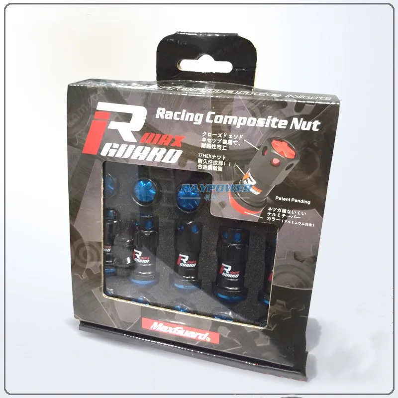20-piece anti-theft screw and nut set for automobile wheel hub in blue and red