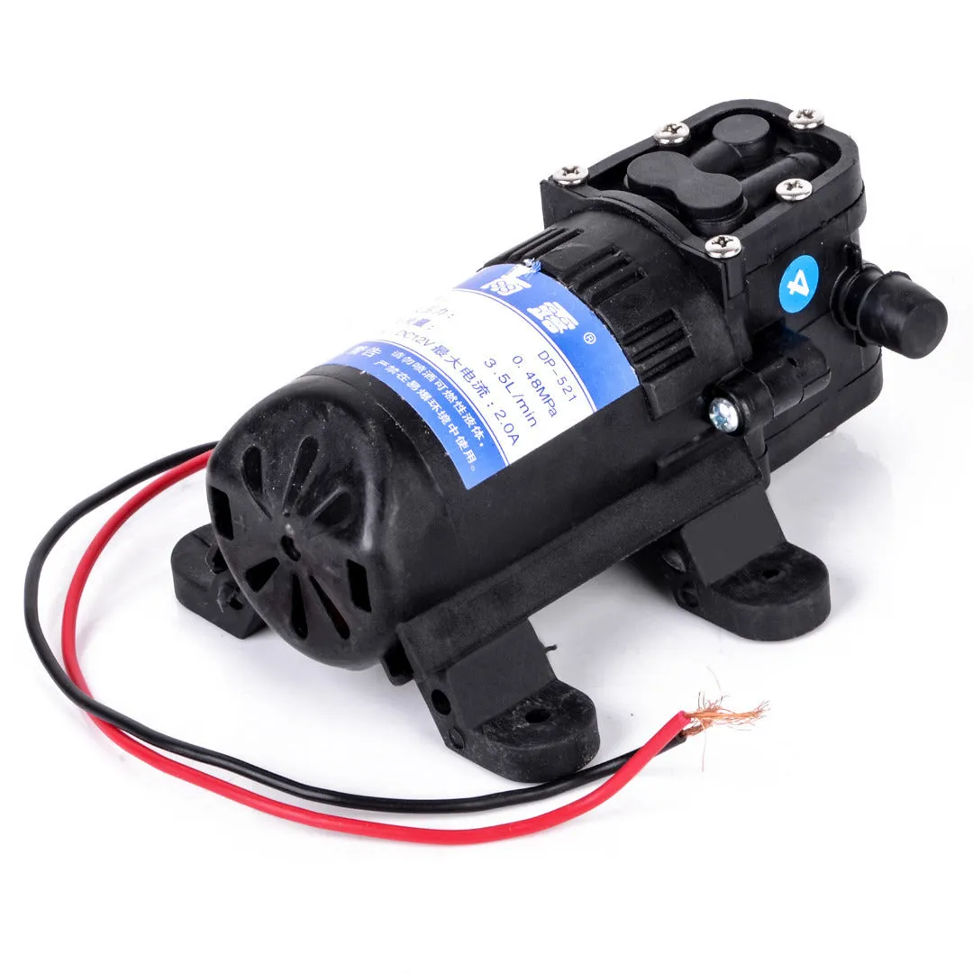 12V DC electric water pump motor with engineering plastic housing and pure copper motor, backflow colour option, 12.5 cm size