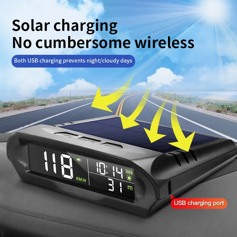 Car head-up display with GPS and solar power, ABS+PC casing, 10x8x3cm, Model X98