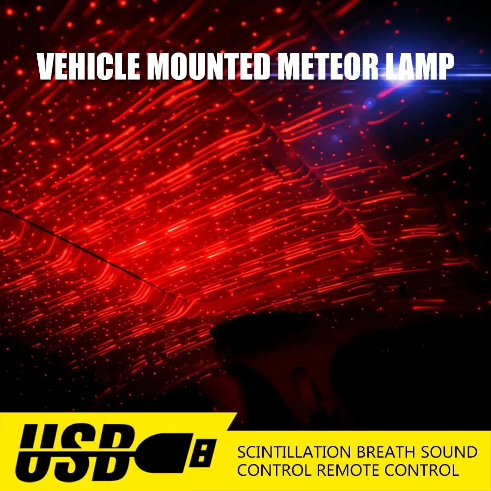 LED USB car atmosphere ambient star DJ light with red colour and USB plug