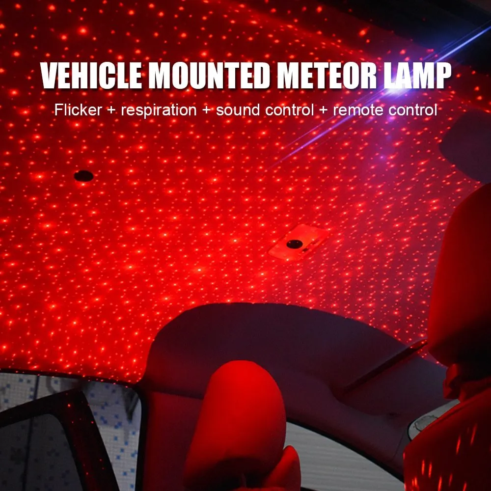 LED USB car atmosphere ambient star DJ light with red colour and USB plug