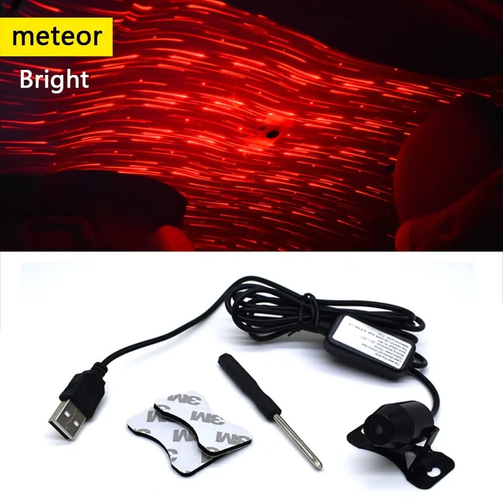 LED USB car atmosphere ambient star DJ light with red colour and USB plug