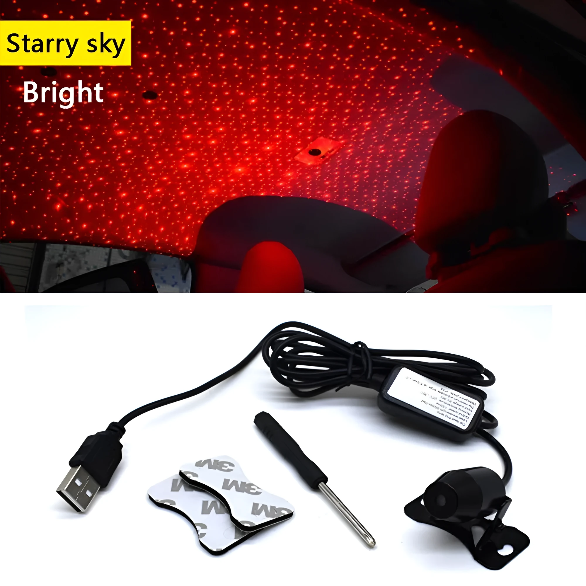 LED USB car atmosphere ambient star DJ light with red colour and USB plug