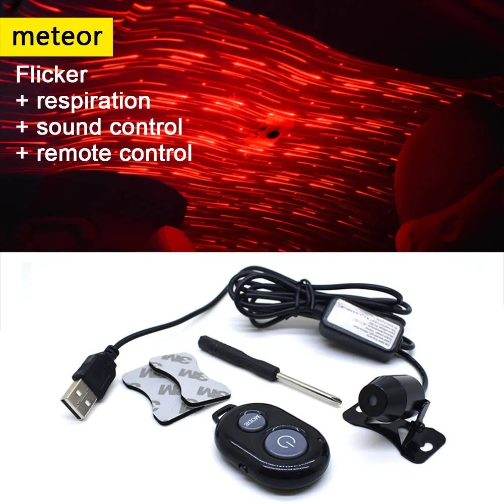 LED USB car atmosphere ambient star DJ light with red colour and USB plug