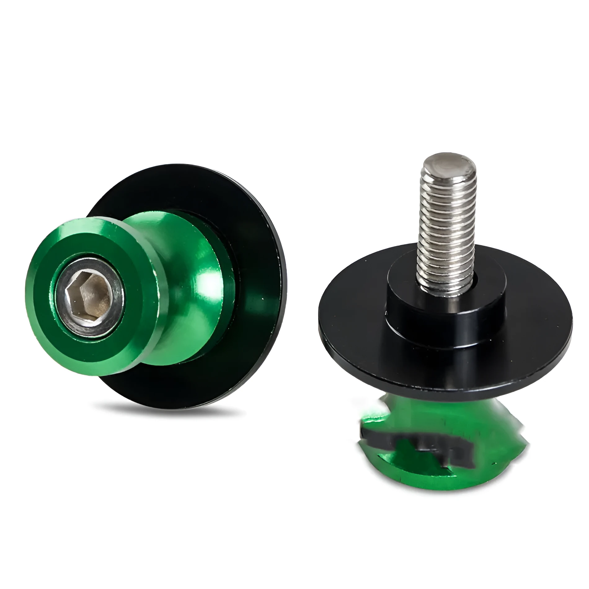 Pair of aluminium alloy motorcycle lifting nails in black with slip ring, size M8