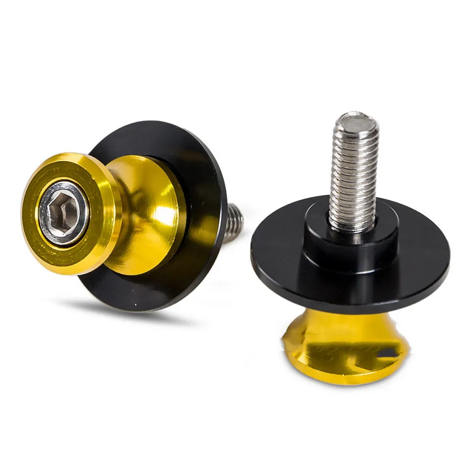 Pair of aluminium alloy motorcycle lifting nails in black with slip ring, size M8