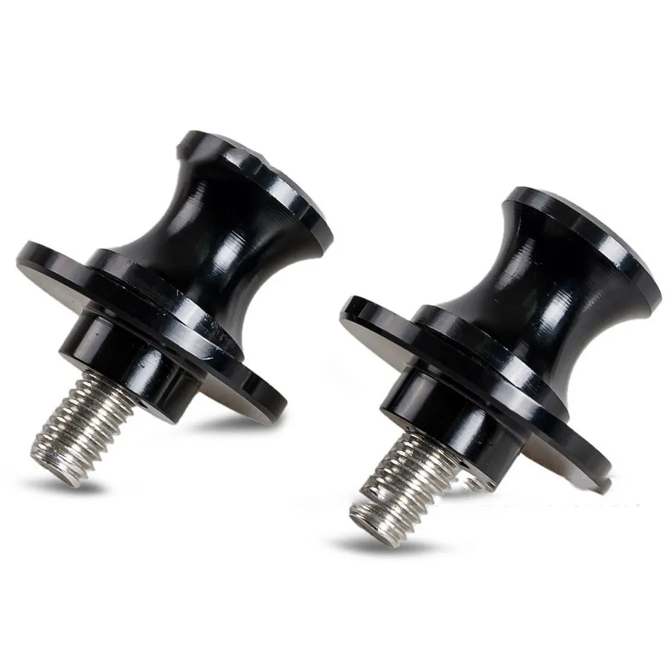 Pair of aluminium alloy motorcycle lifting nails in black with slip ring, size M8