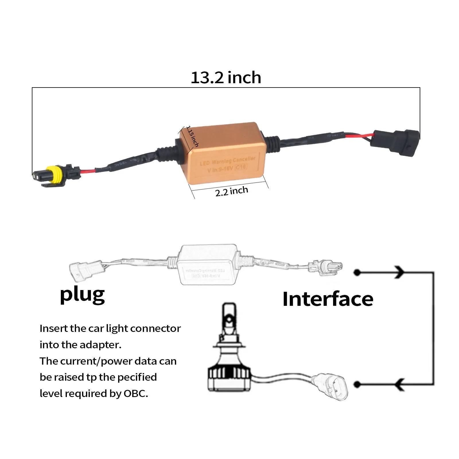 Black alloy LED car headlight Canbus decoder adapter for H4 H7 H11 headlights