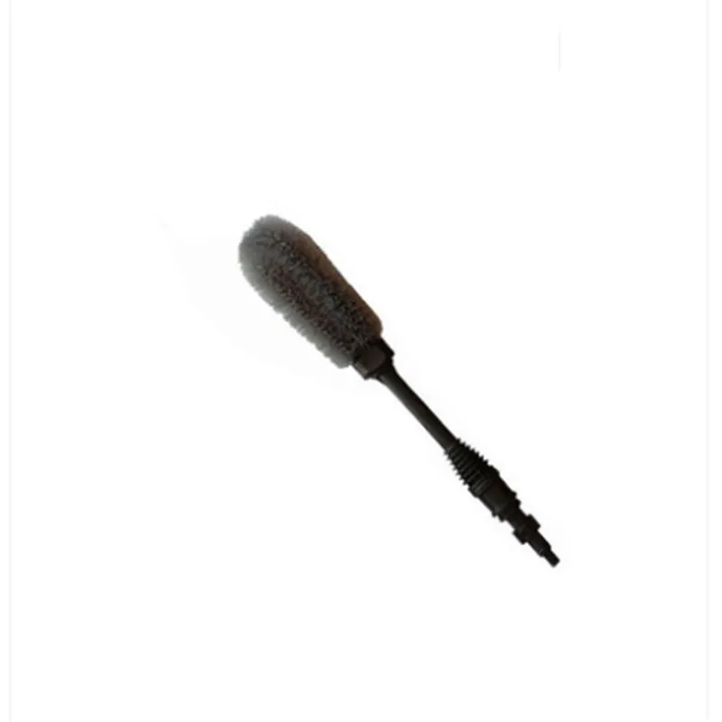 Automatic car washing rotating brush with water gun and three nozzle options on a car surface