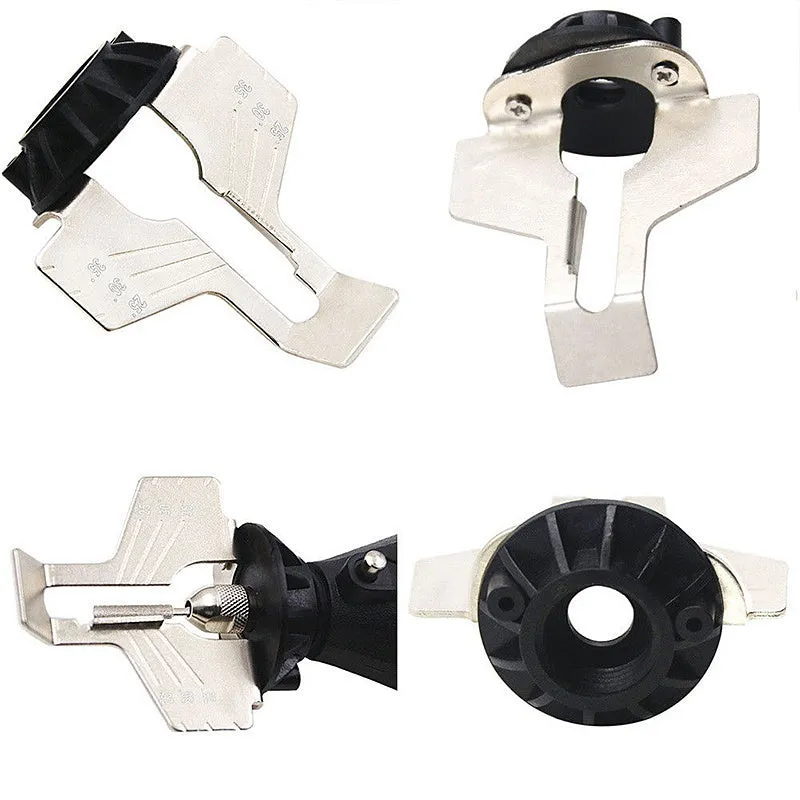 Electric grinding chain sharpening accessory set with high speed steel attachment, polishing tools, and ruler