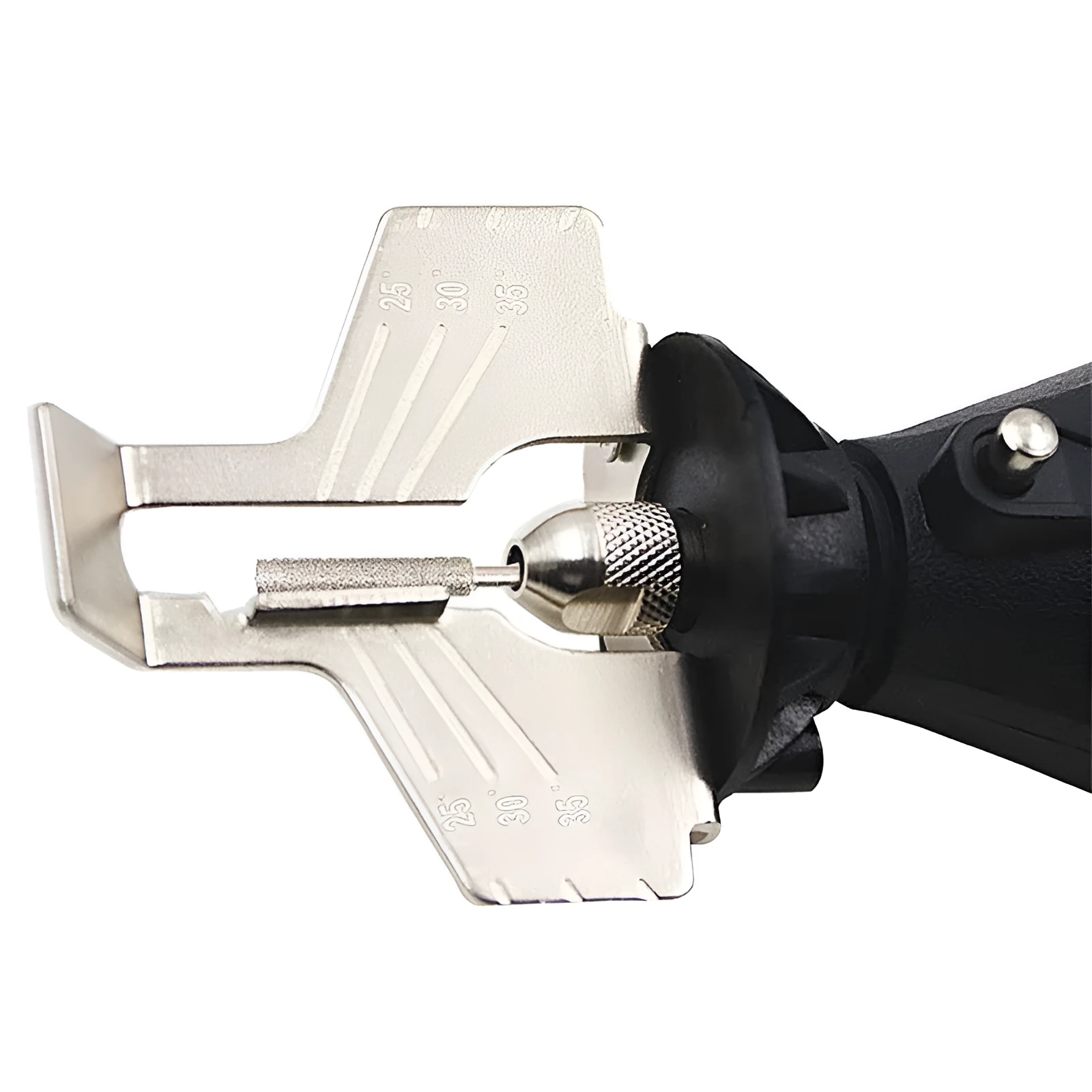 Electric grinding chain sharpening accessory set with high speed steel attachment, polishing tools, and ruler