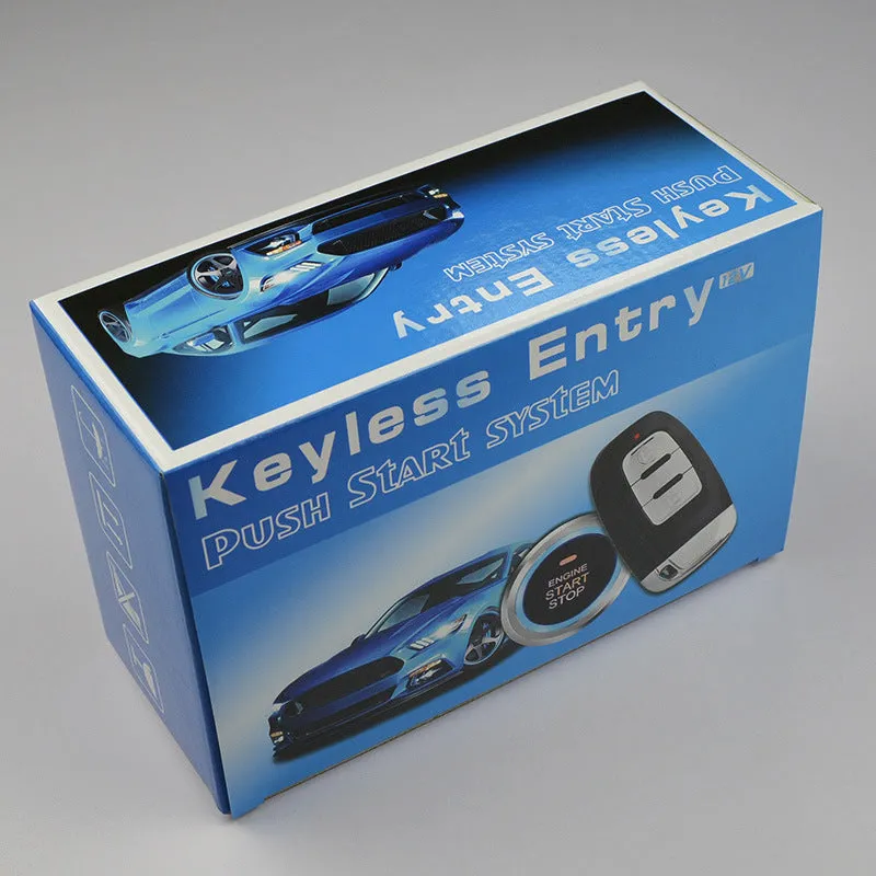 12V universal car one-key start system in black, with remote start and anti-theft alarm functions