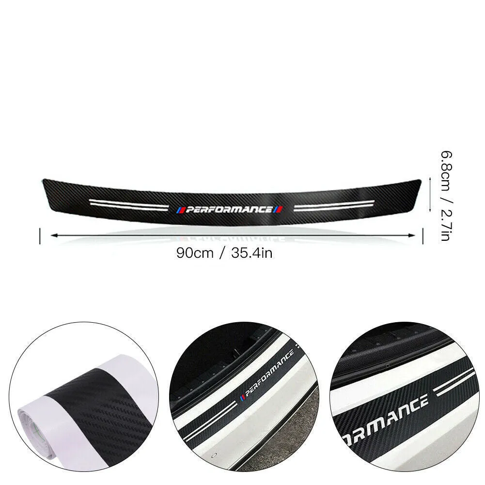Carbon fibre rear bumper trunk guard sticker for Honda models with white lettering