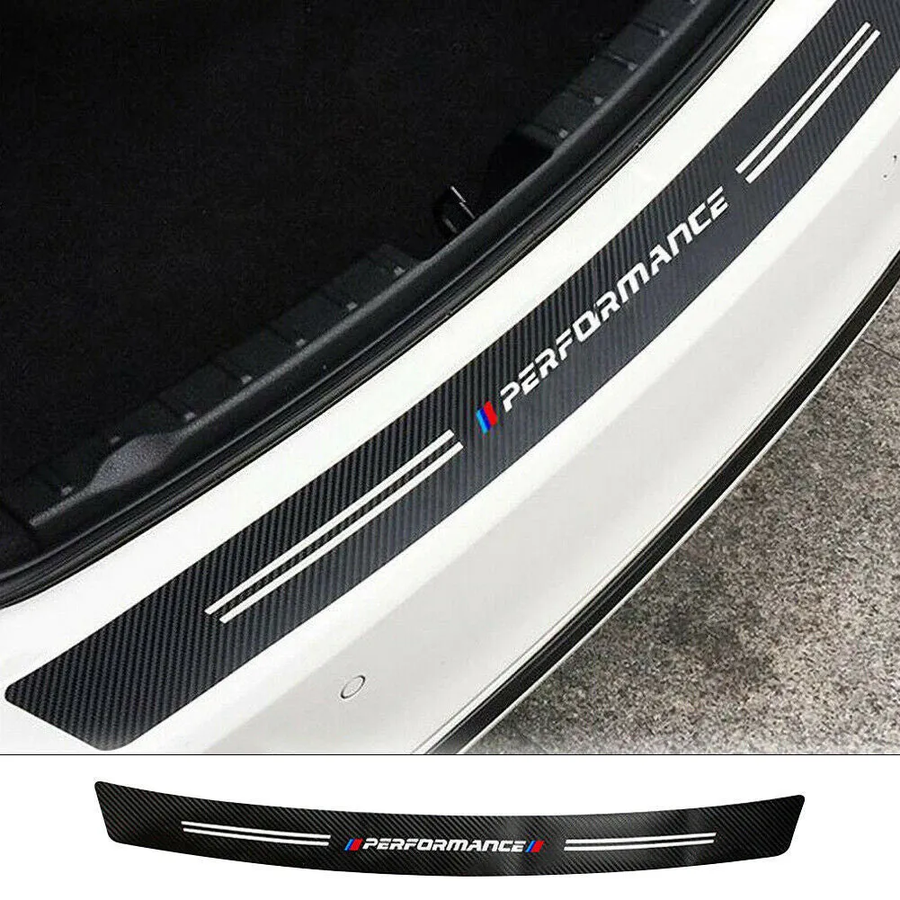 Carbon fibre rear bumper trunk guard sticker for Honda models with white lettering