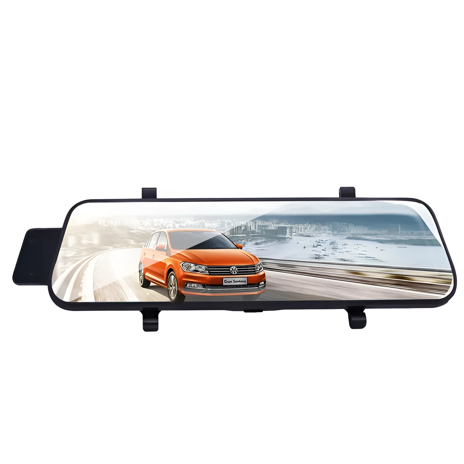 12 inch HD driving recorder dash cam with 170 degree wide angle 12MP lens mounted over car rearview mirror