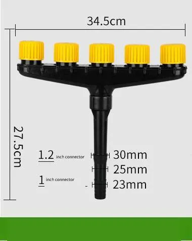 Multi-head porous spray header for watering vegetables, ABS plastic with clamp connection