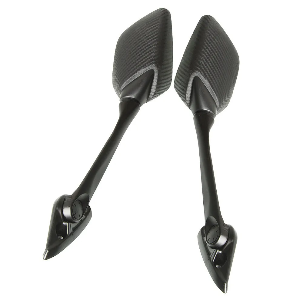 Yamaha YZF R3 R25 carbon pattern motorcycle rearview mirror aluminium arm black ABS shell