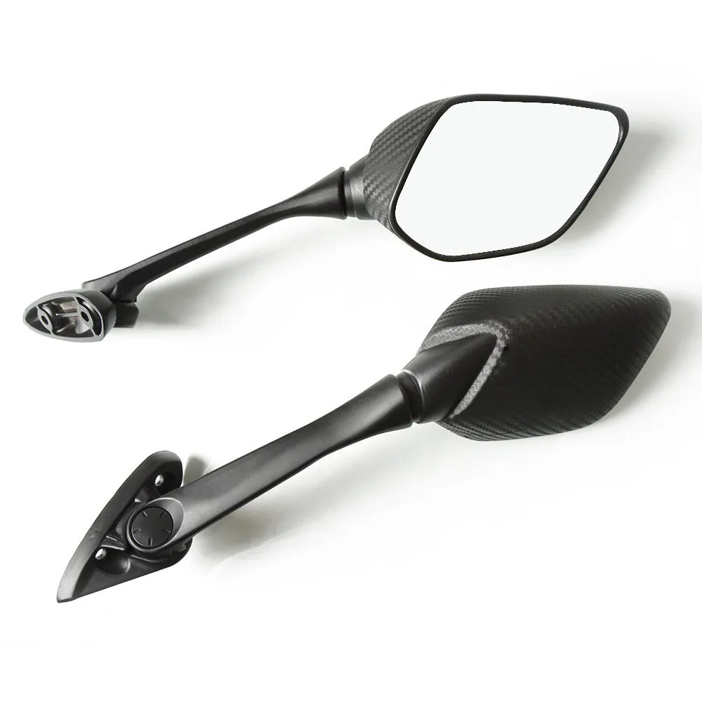 Yamaha YZF R3 R25 carbon pattern motorcycle rearview mirror aluminium arm black ABS shell