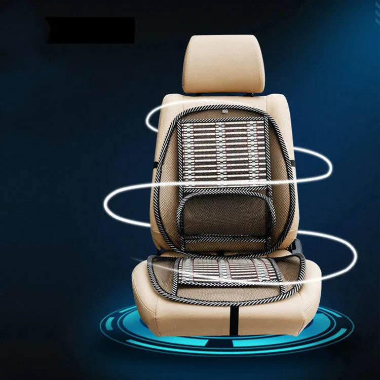 Black car ice silk lumbar cool cushion with massage function, five-seater general fit, steel wire and bamboo silk construction