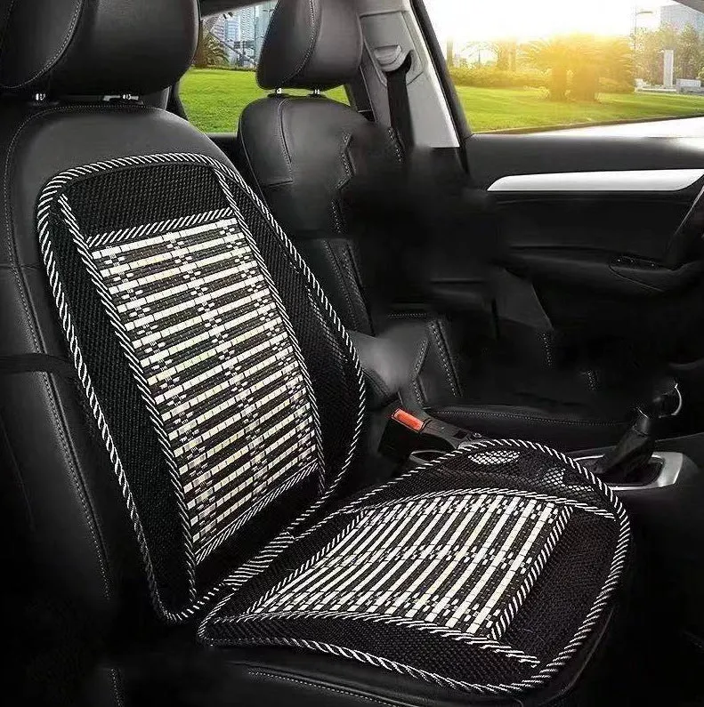 Black car ice silk lumbar cool cushion with massage function, five-seater general fit, steel wire and bamboo silk construction