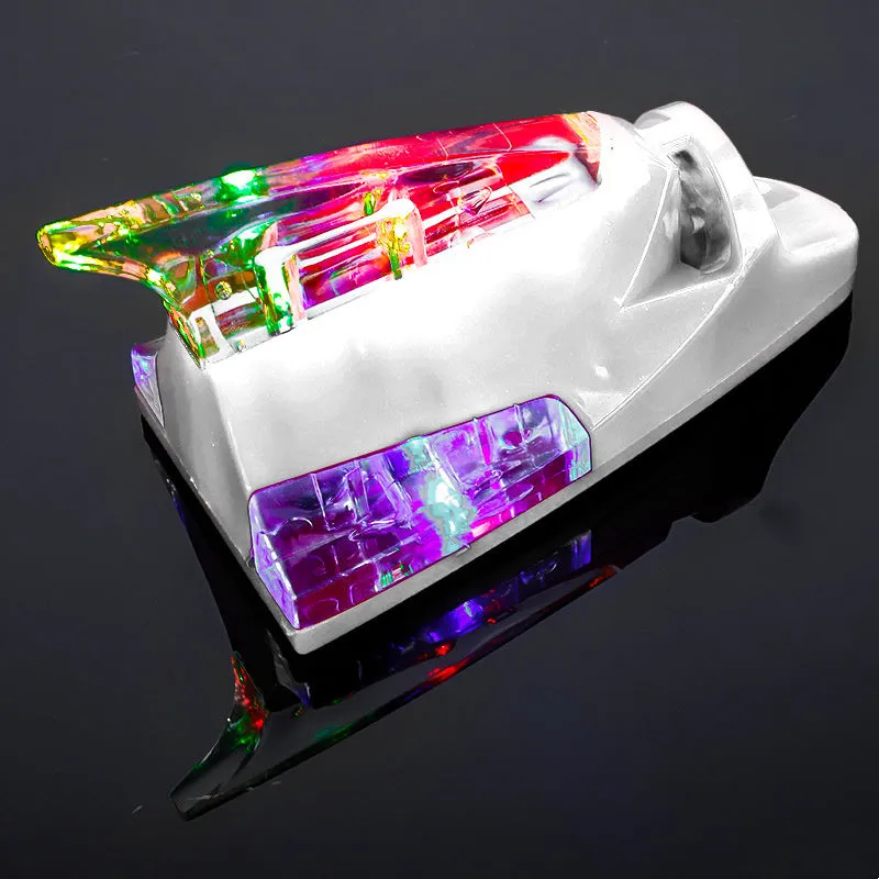 Wind-powered LED car warning light plastic body stick-on install no wiring 140x65x65mm black white red blue silver